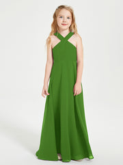 Robes de Demoiselles d'Honneur Junior Longues à Décolleté Grec Mousse