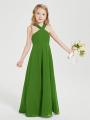 Robes de Demoiselles d'Honneur Junior Longues à Décolleté Grec Mousse