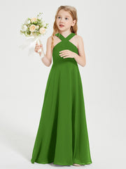 Robes de Demoiselles d'Honneur Junior Longues à Décolleté Grec Mousse