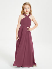 Robes de Demoiselles d'Honneur Junior Longues à Décolleté Grec Mûre