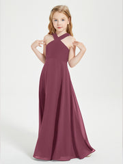 Robes de Demoiselles d'Honneur Junior Longues à Décolleté Grec Mûre