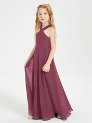 Robes de Demoiselles d'Honneur Junior Longues à Décolleté Grec Mûre