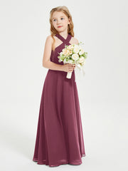 Robes de Demoiselles d'Honneur Junior Longues à Décolleté Grec Mûre