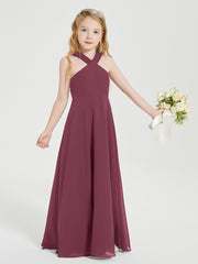 Robes de Demoiselles d'Honneur Junior Longues à Décolleté Grec Mûre