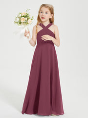 Robes de Demoiselles d'Honneur Junior Longues à Décolleté Grec Mûre