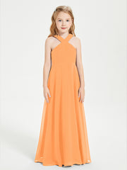 Robes de Demoiselles d'Honneur Junior Longues à Décolleté Grec Orange