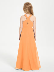 Robes de Demoiselles d'Honneur Junior Longues à Décolleté Grec Orange