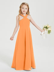 Robes de Demoiselles d'Honneur Junior Longues à Décolleté Grec Orange