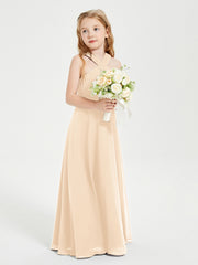 Robes de Demoiselles d'Honneur Junior Longues à Décolleté Grec Pêche