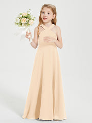 Robes de Demoiselles d'Honneur Junior Longues à Décolleté Grec Pêche