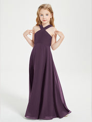 Robes de Demoiselles d'Honneur Junior Longues à Décolleté Grec Plum