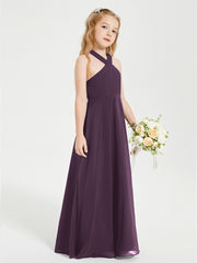 Robes de Demoiselles d'Honneur Junior Longues à Décolleté Grec Plum