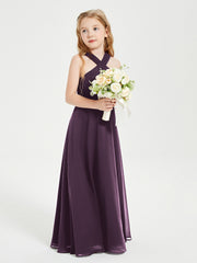 Robes de Demoiselles d'Honneur Junior Longues à Décolleté Grec Plum