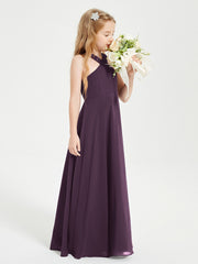 Robes de Demoiselles d'Honneur Junior Longues à Décolleté Grec Plum