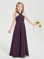 Robes de Demoiselles d'Honneur Junior Longues à Décolleté Grec Plum