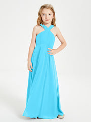 Robes de Demoiselles d'Honneur Junior Longues à Décolleté Grec Piscine