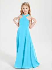 Robes de Demoiselles d'Honneur Junior Longues à Décolleté Grec Piscine