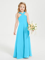 Robes de Demoiselles d'Honneur Junior Longues à Décolleté Grec Piscine
