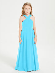 Robes de Demoiselles d'Honneur Junior Longues à Décolleté Grec Piscine