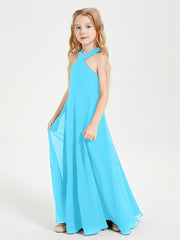 Robes de Demoiselles d'Honneur Junior Longues à Décolleté Grec Piscine