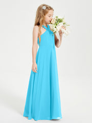 Robes de Demoiselles d'Honneur Junior Longues à Décolleté Grec Piscine