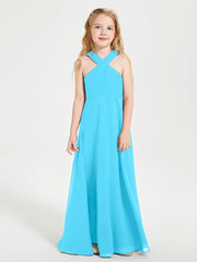 Robes de Demoiselles d'Honneur Junior Longues à Décolleté Grec Piscine