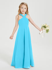 Robes de Demoiselles d'Honneur Junior Longues à Décolleté Grec Piscine