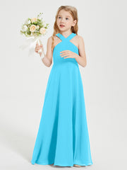 Robes de Demoiselles d'Honneur Junior Longues à Décolleté Grec Piscine