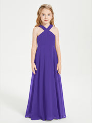Robes de Demoiselles d'Honneur Junior Longues à Décolleté Grec Régence