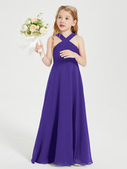 Robes de Demoiselles d'Honneur Junior Longues à Décolleté Grec Régence