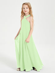 Robes de Demoiselles d'Honneur Junior Longues à Décolleté Grec Sauge