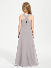 Robes de Demoiselles d'Honneur Junior Longues à Décolleté Grec Argent
