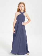 Robes de Demoiselles d'Honneur Junior Longues à Décolleté Grec Orageux
