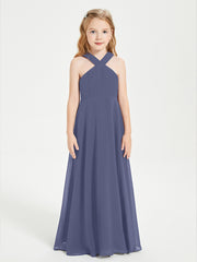 Robes de Demoiselles d'Honneur Junior Longues à Décolleté Grec Orageux