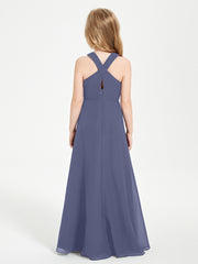 Robes de Demoiselles d'Honneur Junior Longues à Décolleté Grec Orageux