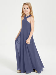 Robes de Demoiselles d'Honneur Junior Longues à Décolleté Grec Orageux