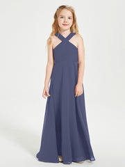 Robes de Demoiselles d'Honneur Junior Longues à Décolleté Grec Orageux