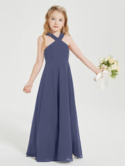 Robes de Demoiselles d'Honneur Junior Longues à Décolleté Grec Orageux