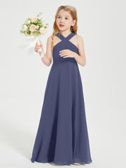 Robes de Demoiselles d'Honneur Junior Longues à Décolleté Grec Orageux