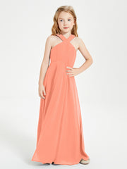 Robes de Demoiselles d'Honneur Junior Longues à Décolleté Grec Crépuscule