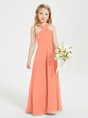 Robes de Demoiselles d'Honneur Junior Longues à Décolleté Grec Crépuscule