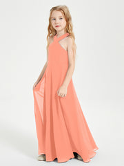 Robes de Demoiselles d'Honneur Junior Longues à Décolleté Grec Crépuscule
