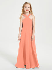 Robes de Demoiselles d'Honneur Junior Longues à Décolleté Grec Crépuscule