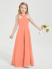 Robes de Demoiselles d'Honneur Junior Longues à Décolleté Grec Crépuscule