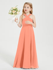 Robes de Demoiselles d'Honneur Junior Longues à Décolleté Grec Crépuscule