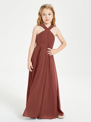 Robes de Demoiselles d'Honneur Junior Longues à Décolleté Grec Terracotta