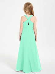 Robes de Demoiselles d'Honneur Junior Longues à Décolleté Grec Turquoise