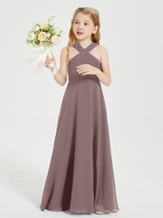 Robes de Demoiselles d'Honneur Junior Longues à Décolleté Grec Vintage Mauve