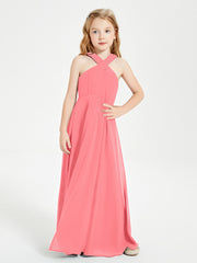 Robes de Demoiselles d'Honneur Junior Longues à Décolleté Grec Pastèque