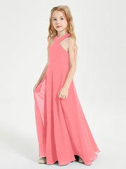 Robes de Demoiselles d'Honneur Junior Longues à Décolleté Grec Pastèque